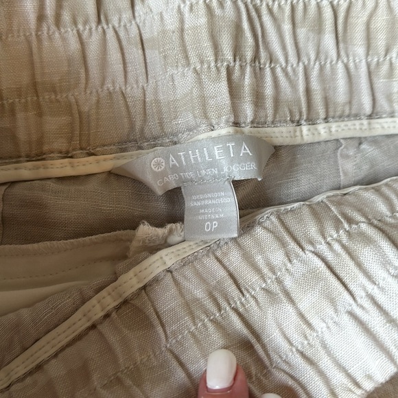Athleta Cabo Tide Linen Jogger beige camo 0P - Picture 4 of 6